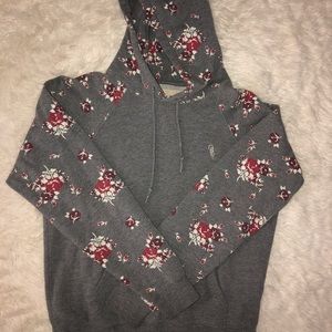 Gray Obey hoodie with floral print